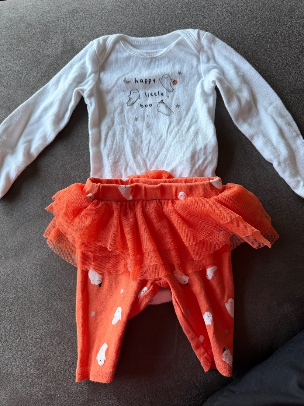Carter's Orange Tulle Skirted Baby Bottoms with White Ghost Accents Halloween